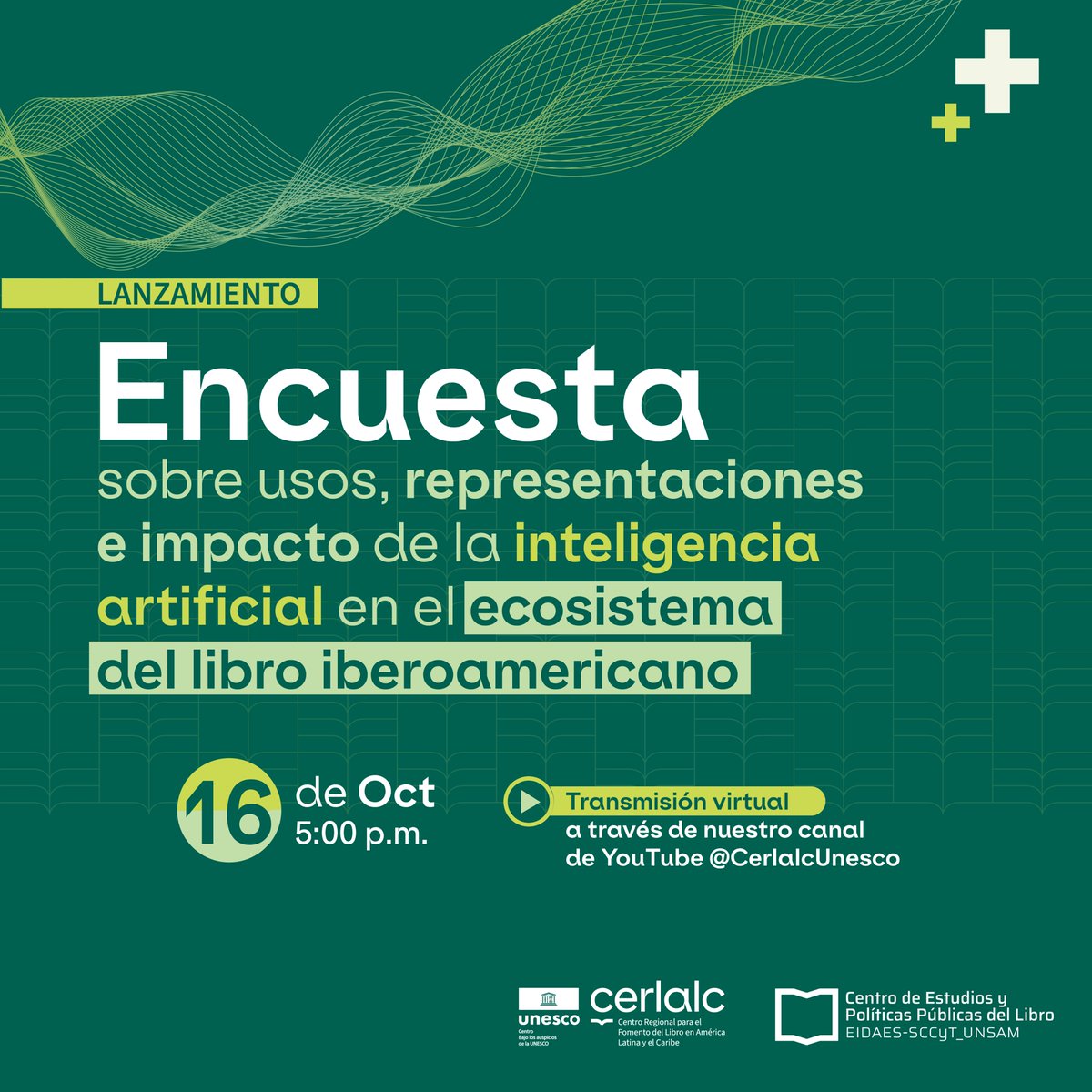📅 ¿Te interesa la IA en el sector editorial? Únete a nuestra transmisión para conocer más sobre el estudio y sus implicaciones para el futuro de los libros. Prográmate para el lanzamiento de la «Encuesta sobre usos, representaciones e impacto de la IA en el ecosistema del libro