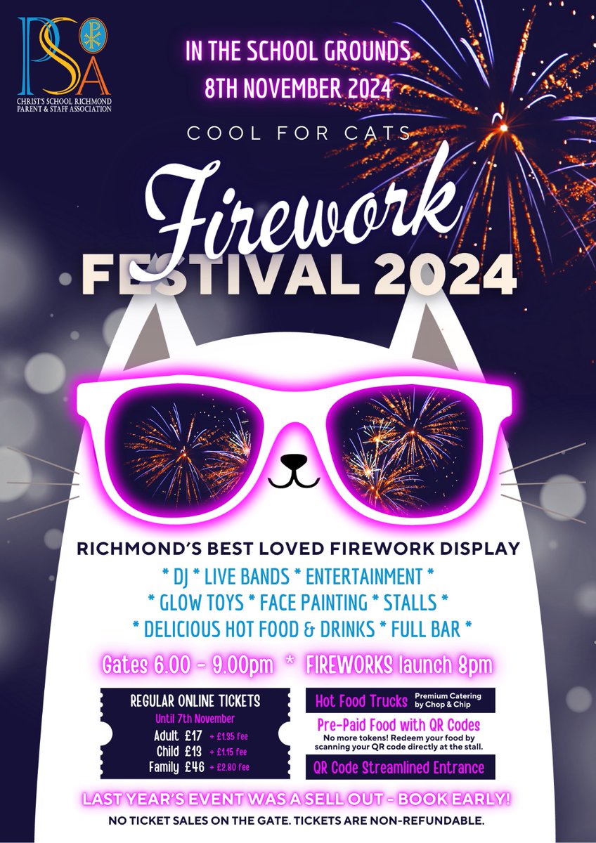 Tickets for Christ's Fireworks are now on sale - book early! tickets.matterpay.com/s/psa-christs-… Volunteers sign up here for your own free entry rotarota.net/PSAfireworksfe… password: Bigbang24