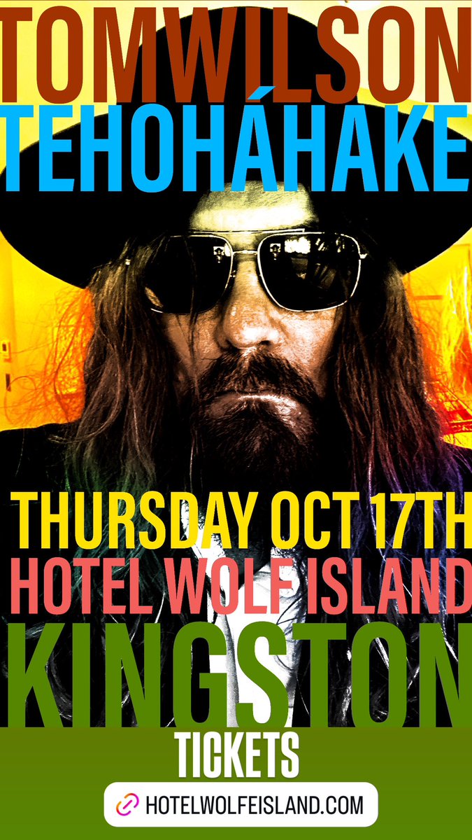 Hello #Kingston                                       Tom Wilson TEHOHÀHAKE comes to @thehotelwolfeisland on Saturday October 17th for one show. Get Your Tickets Here - hotelwolfeisland.com/events/tom-wil…. 
#kingstonontario #wolfisland #tehohàhake #tomwilsonartwork