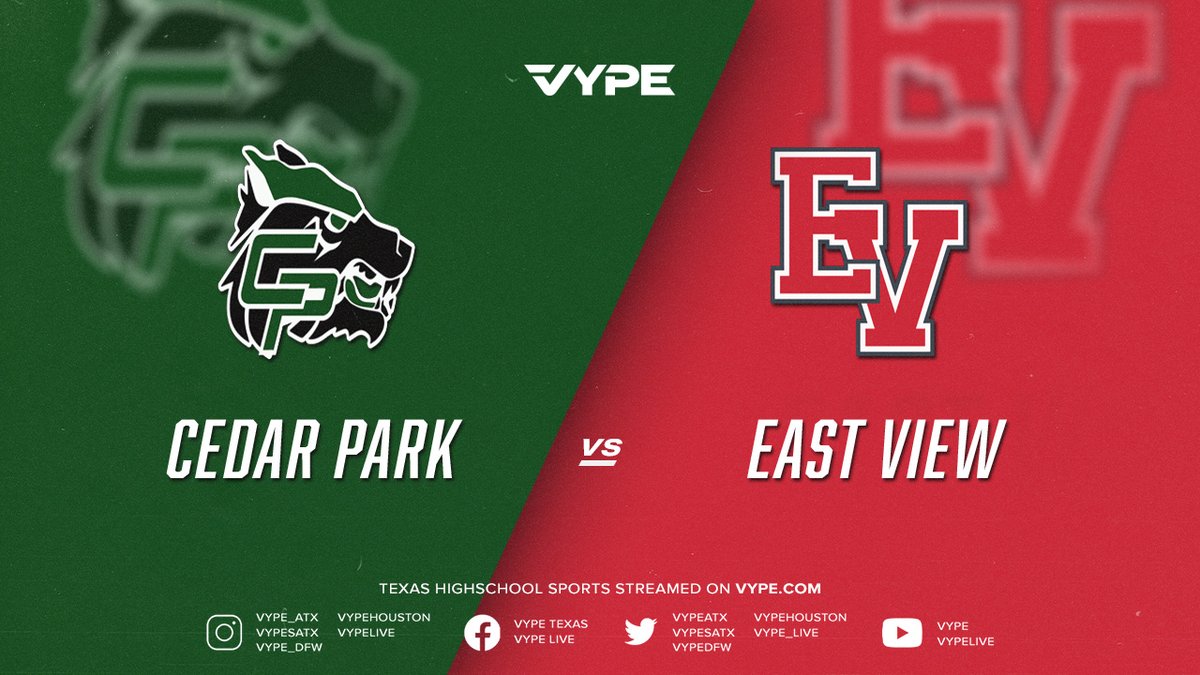 7PM - Football: Cedar Park vs. East View @vypeatx @1027espn <a href="/CedarParkFB/">Cedar Park Football Booster Club</a> <a href="/PatriotPride13/">East View Football</a> #txhsfb 🏈📺🎙️

WATCH TONIGHT: vype.com/7pm-football-c…