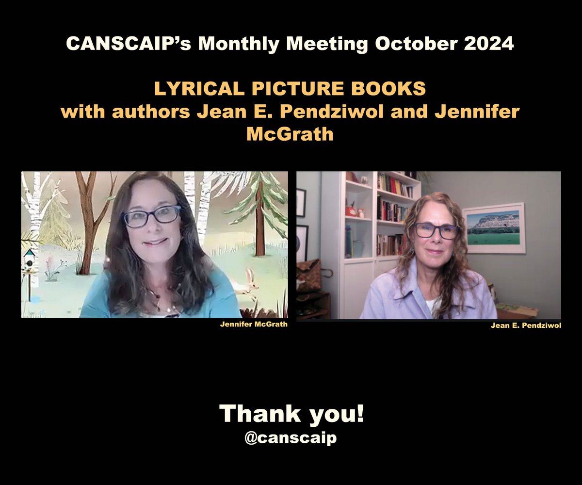 “If you’re interested in lyrical writing – play. Play with words.” – Picture Book authors Jean E. Pendziwol and Jennifer McGrath provided us with another meeting full of inspiration and motivation! Info about meetings, here: canscaip.org/Monthly-Meetin…