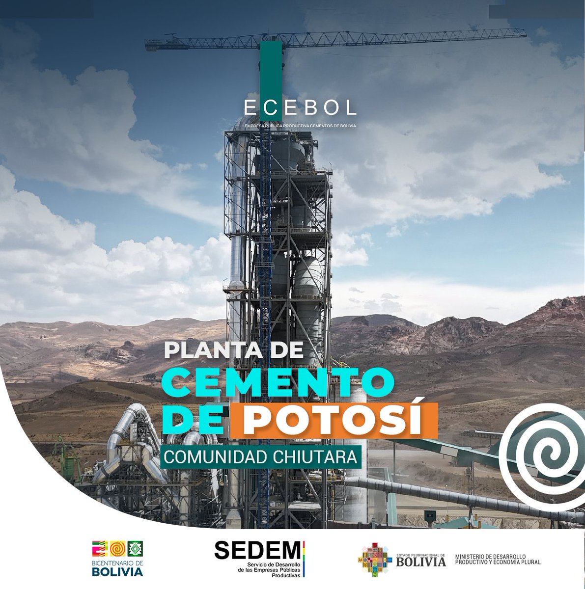 Sedem_Bolivia's tweet image. #SedemSomosIndustriaBoliviana| El departamento de #Potosí cuenta con una moderna Planta de Cemento #Ecebol, que producirá cemento de calidad con el sello “Hecho en Bolivia”.🇧🇴

#GobiernoDeLaIndustrialización
#UnidosRumboAlBicentenario
#HechoEnBolivia