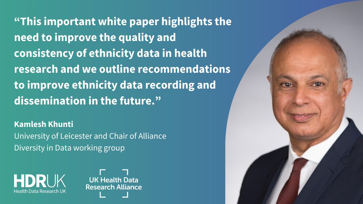 📢 A new white paper from the #UKHealthDataResearchAlliance explores the vital need to improve the quality and consistency of ethnicity data in health research, setting out recommendations for an ethnicity data collection framework.

🔗Read here: zenodo.org/records/138905…
