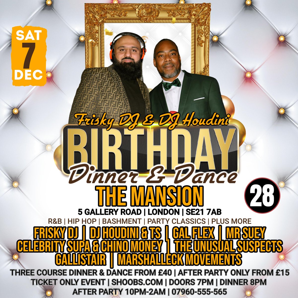 Mine &amp; <a href="/FriskyDJ/">FriskyDJ</a> 
Dinner &amp; Dance Birthday Party

shoobs.com/events/101129/…