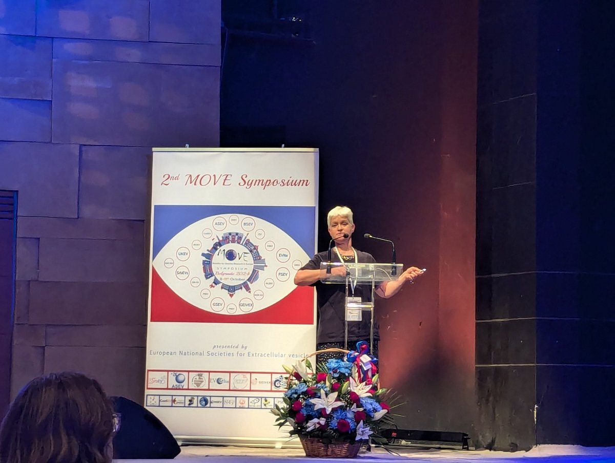 UKEV president Dr Charlotte Lawson presenting fab work on the impact of cow milk derived particles on human
inflammatory response at the 2nd #MOVE symposium hosted by <a href="/SrbEVs_office/">SrbEVs</a>