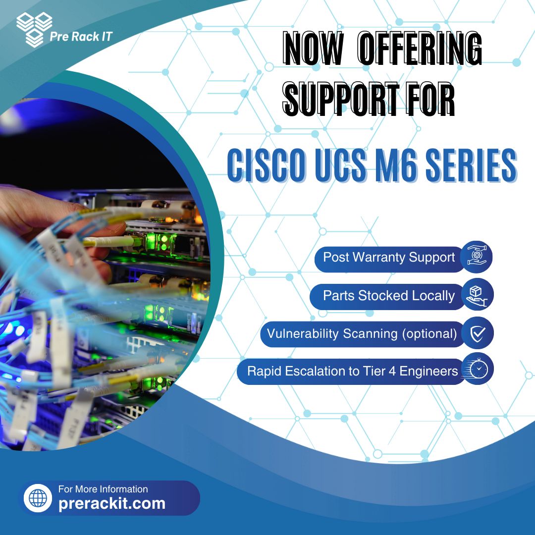 PreRackIT's tweet photo. Cisco UCS M6 Series is nearing coming up on the end of its warranty, but no worries, PreRack can help!

#thirdpartysupport #thirdpartymaintenance #itsupport #cisco #ucs #itinfrastructure #postwarranty #PreRack https://t.co/3OxaVXwPlq