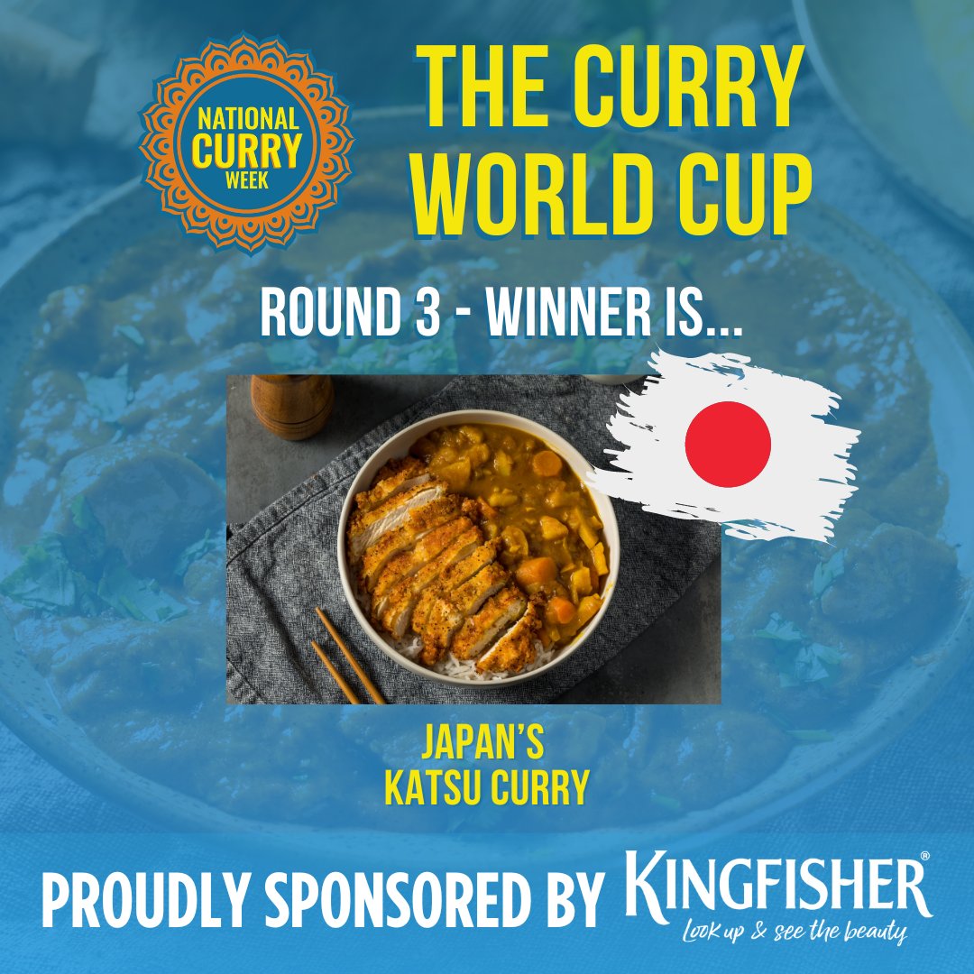 🏆🍛 Round 3 Winner: Japan’s Katsu Curry! 🍛🏆

The results are in, and Japan’s Katsu Curry has claimed victory in Round 3 of the Curry World Cup! 🙌🔥 Thank you to everyone who voted and helped this delicious dish move one step closer to the ultimate Curry Crown! 🎉