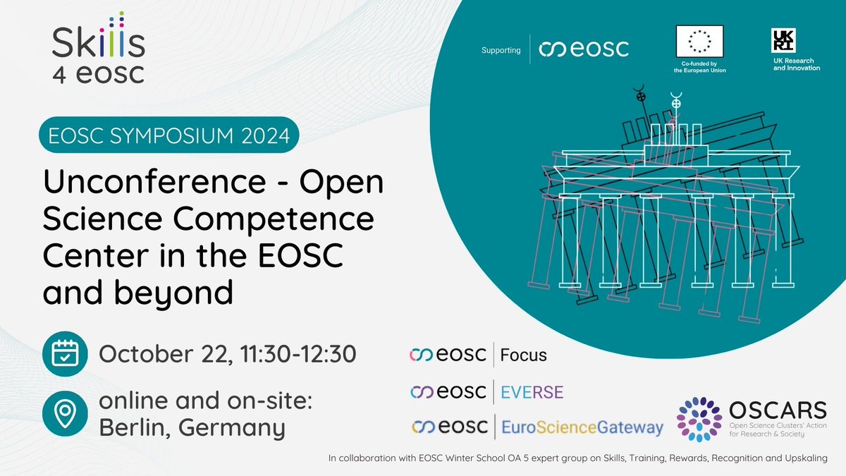 Join us for the 'Open Science Competence Centre in the EOSC and Beyond' session on 22 Oct at 11:30 during the #EOSCSymposium2024!  Organised by #Skills4EOSC @oscars_eu, <a href="/eosc_everse/">EVERSE</a>, #EuroScienceGateway  Online participation register by 14 Oct! 👉 bit.ly/3No6CXb