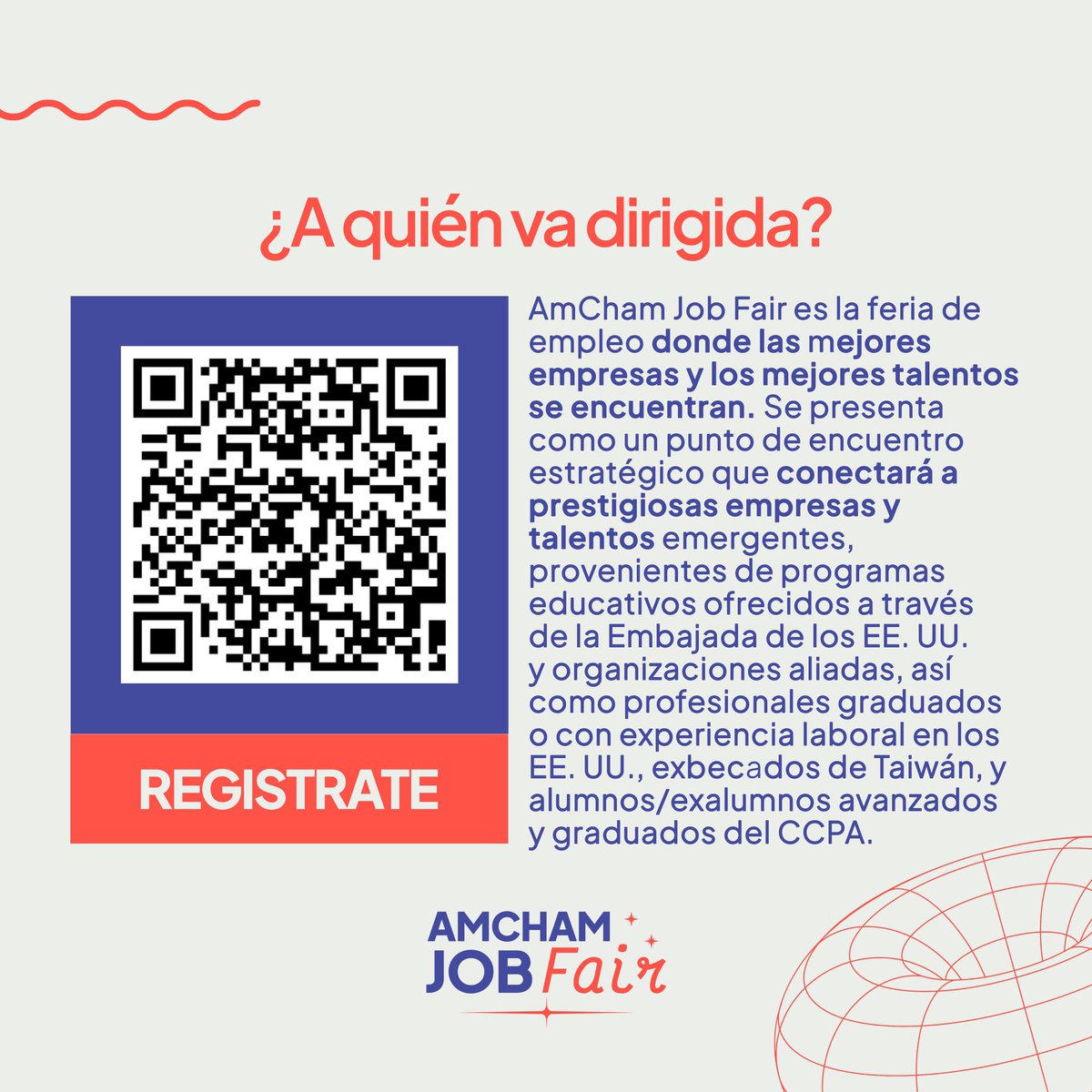 ⏳¡Último día para inscribirte a AMCHAM Job Fair! Te esperamos en este punto de encuentro para empresas líderes y talentos como VOS.

Preparate para un día lleno de oportunidades y crecimiento.🌟