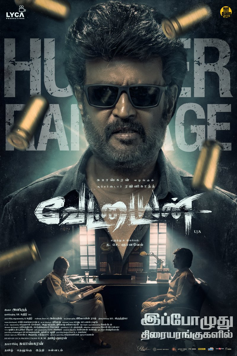 LycaProductions's tweet photo. It's a Hunter Rampage! 🔥 VETTAIYAN 🕶️ storms the screens with Thalaivar's unstoppable force. 🤩  

#VettaiyanHuntsFromToday 🕶️ in Tamil, Telugu, Hindi & Kannada!

@rajinikanth @SrBachchan @tjgnan @anirudhofficial @LycaProductions #Subaskaran @gkmtamilkumaran #FahadhFaasil @RanaDaggubati @ManjuWarrier4 @abhiramiact @ritika_offl @officialdushara @srkathiir @KKadhirr_artdir @philoedit @anbariv #DineshMaster @SonyMusicSouth @RedGiantMovies_ @SunTV @RIAZtheboss @V4umedia_ @teamaimpr 

#Vettaiyan 🕶️ #வேட்டையன் 🕶️ #VettaiyanTheHunter 🕶️