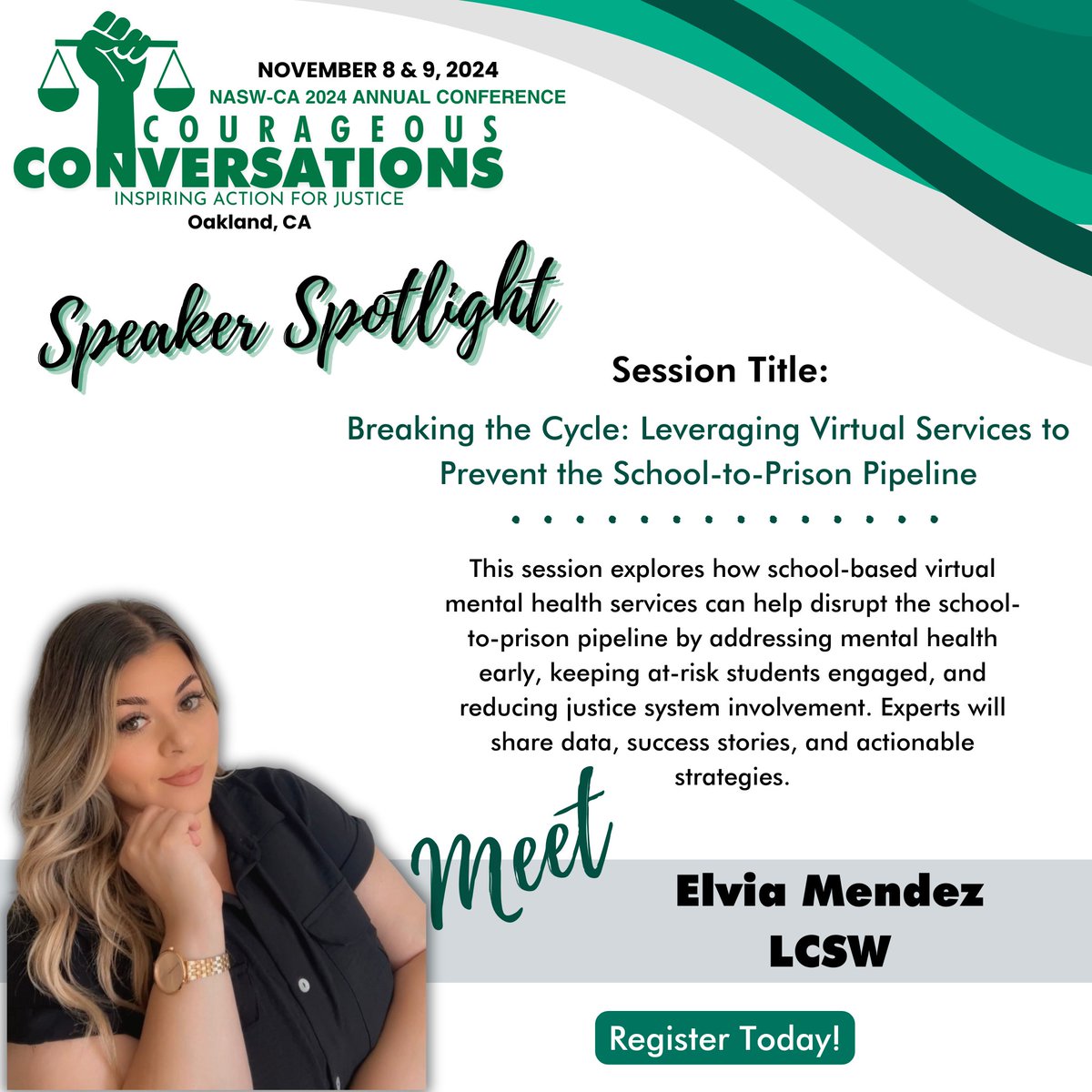 Join Elvia Mendez, LCSW!

Learn how virtual mental health services can help disrupt the school-to-prison pipeline.  Discover strategies to keep at-risk students engaged and out of the criminal justice system!

Register now: cvent.me/onk349

#SocialWork #SchoolMentalHealth