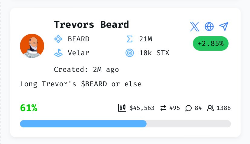 Is your $BEARD long enough on <a href="/stxcity/">STX CITY</a>? 

We’re now 39% away from Bonding curve completion. 

Hope your bags are heavy with $BEARD, as we land on the moon soon.