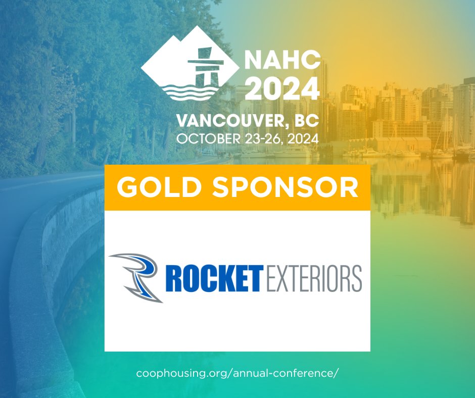 Shoutout to our NAHC 2024 Gold Sponsor Rocket Exteriors! Rocket Exteriors specializes in high quality window, door, and siding replacement.

We'll see you in Vancouver, BC, THIS WEEK for #NAHC 2024! 🧳🚠

Learn more about our NAHC 2024 sponsors here -> coophousing.org/annual-confere…