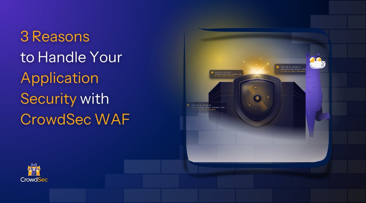 Crowd_Security's tweet image. The CrowdSec WAF is a powerful solution that combines the classic benefits of a WAF with CrowdSec’s unique crowd-powered and behavior-based approach. 
Here are 3 reasons why you should try it: hubs.ly/Q02SWcKC0
#waf #WebApplicationFirewall #appsec #ApplicationSecurity