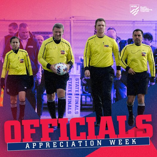 DanaPappasNFHS's tweet photo. Have you thanked an official today? It's NFHS Fall Sports Officials Appreciation Week, so you should!  (I think you should EVERY day, but especially this week!). Thank you to the men &amp; women who serve as interscholastic sports officials. Without you, there are no games! @NFHS_Org https://t.co/DgMdS28T6t