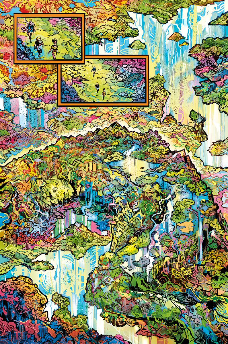 vinartwork's tweet photo. old colorful flashy trippy page i did for "Beyond Real" project. Series now out as TPB from @thevaultcomics 
@zackkaps @shingworks 
#beyondreal #comics #comicpage #vaultcomics https://t.co/NC7IjohCVF
