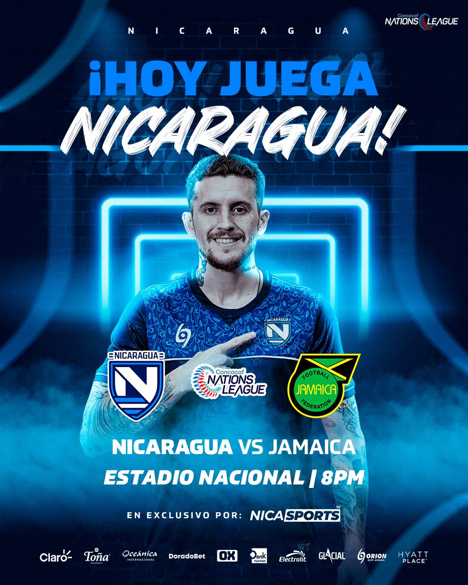 🗣¡𝗛𝗢𝗬 𝗝𝗨𝗘𝗚𝗔 𝗡𝗜𝗖𝗔𝗥𝗔𝗚𝗨𝗔!🔥🇳🇮

🚨Hoy retumba el Estadio Nacional 🆚🇯🇲 en busca del Final Four de <a href="/CNationsLeague/">Concacaf Nations League</a> 💥

🆚🇯🇲 | 8:00 PM
🎉 Fan Zone 5:00 PM 
📍 Parqueo Oeste 
🏟Estadio Nacional de Fútbol
📺<a href="/NicaSportsTV/">NicaSports</a> | YouTube Concacaf🌎