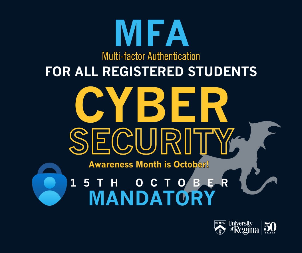 Information Services, IS Service Desk (IT Support) (@uofreginais_it) on Twitter photo Registered Students <a href="/UofRegina/">University of Regina</a> will require MFA to be set up by Tuesday, October 15, 2024. Mandatory for M365 Accounts including Outlook email.
Set up & enable MFA with the Free MS Authenticator app on your mobile device now. See MFA Setup Info, uregina.ca/is/m365/authen… Registered Students <a href="/UofRegina/">University of Regina</a> will require MFA to be set up by Tuesday, October 15, 2024. Mandatory for M365 Accounts including Outlook email.
Set up & enable MFA with the Free MS Authenticator app on your mobile device now. See MFA Setup Info, uregina.ca/is/m365/authen…