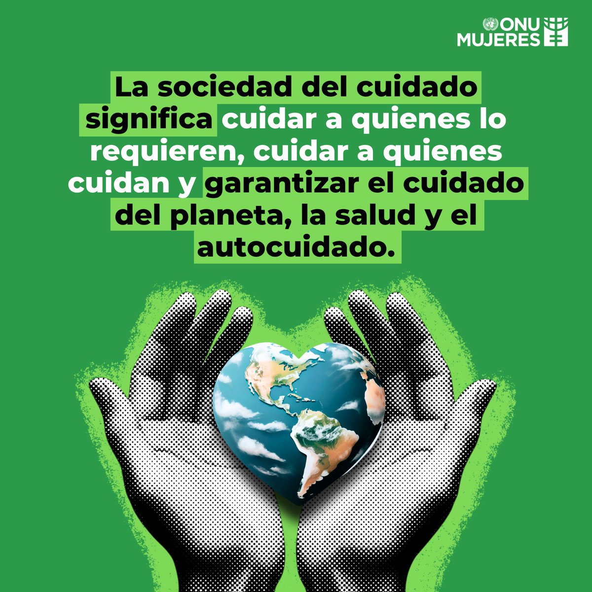 ONUMujeres's tweet image. 🌎💚 Cuidar a quienes lo necesitan, proteger a los cuidadores y preservar el medio ambiente nos acercan la sociedad del cuidado. ​#SaludMental #HablemosDeCuidados #DíaMundialdelaSaludMental