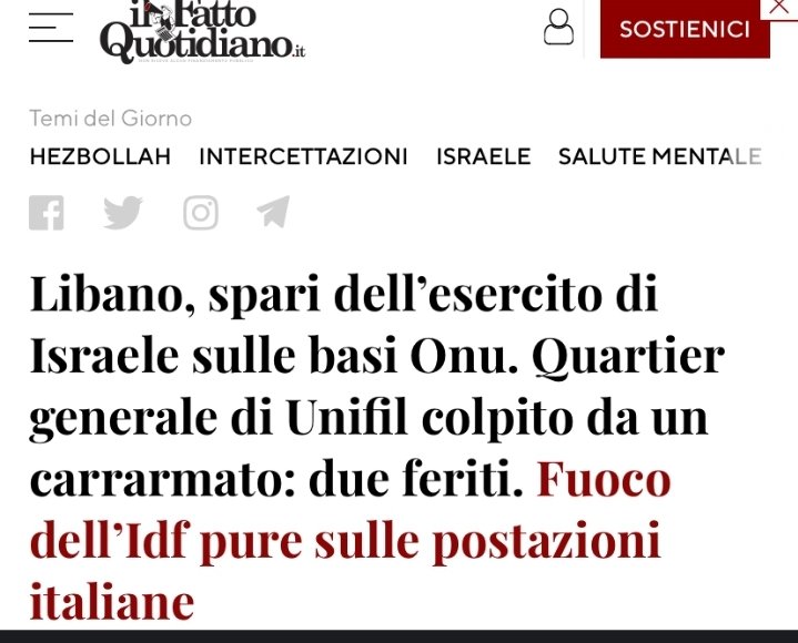 Chissà se ora che Israele ha aperto il fuoco sulle basi Italiane in Libano, l'Italia si deciderà a sospendere la vendita di armi a Israele.