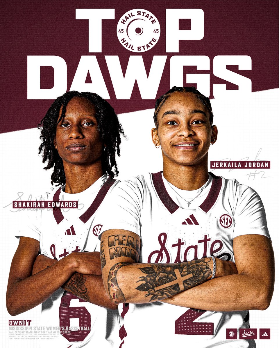 Top Dawgs. 

Awarded each offseason, <a href="/Jerk2Brazy/">Jerkaila Jordan 🖤</a> and <a href="/EdwardsShakirah/">“Shake” Edwards 4️⃣</a> earned the Top Dawg Award for their work in the weight room and conditioning sessions!

#HailState🐶