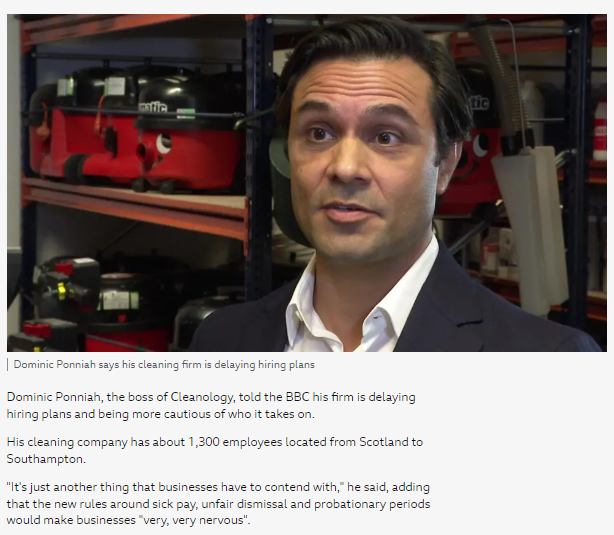 It’s not surprising the boss of Cleanology isn’t best pleased with the Employment Bill…

Earlier this year Cleanology was forced to pay up when a cleaner had to get Acas involved after they tried to pretend she'd run out of holiday leave.

uvwunion.org.uk/en/news/2024/0…
