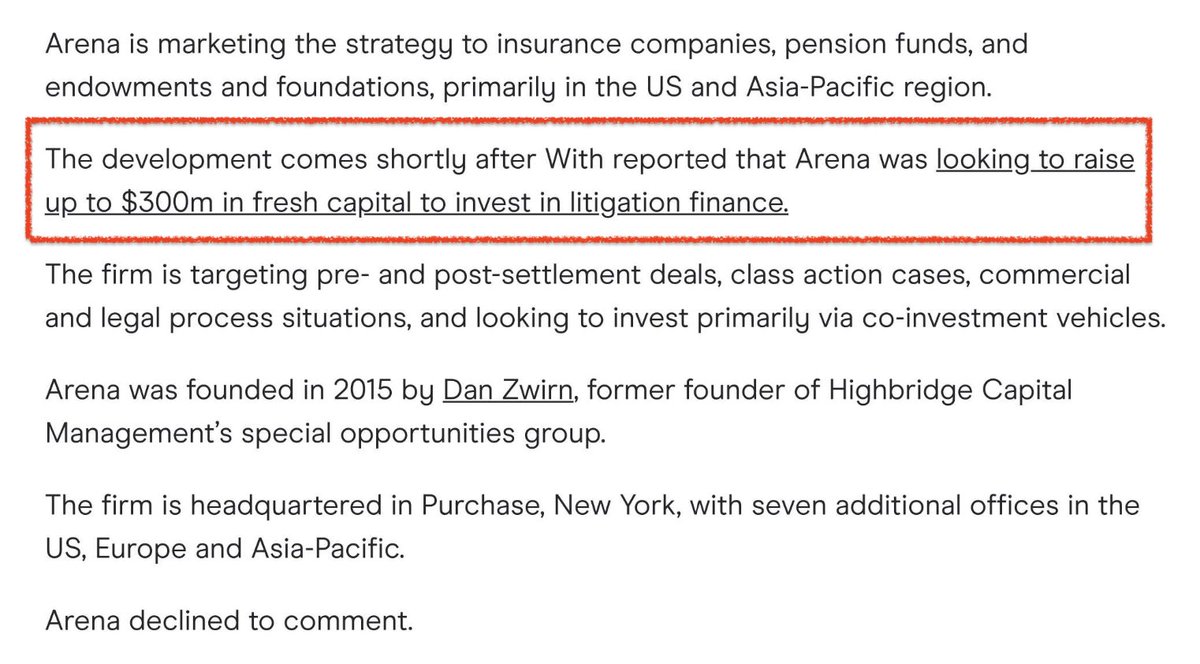 dantelriv's tweet photo. $WED.V $WEDXF
While everyone are focus on the CC Capital agreement,  Arena continues on its roadmap towards 5B with the raising campaign.
Arena AUM now 4,2B and more to come with the new Litigation Fund. https://t.co/bMTeBn95yt