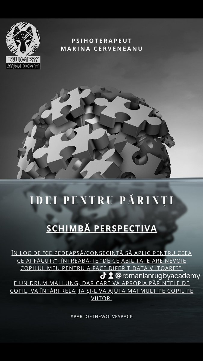 RO_RugbyAcademy's tweet image. 🧠✨ Psychotherapist Marina Cerveneanu is back with new tips on how to create a nurturing environment for children&apos;s development! Together with the Rugby Academy community, we explore how to support the health and harmony of our little ones.👶🌱

#partofthewolvespack