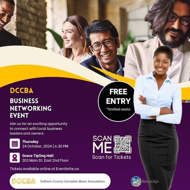 DCCBlackAssoc's tweet photo. 🌟 Join us for a FREE Business Networking Event! 🌟

Hosted by the Dufferin County Canadian Black Association, with support from the Town of Shelburne, this is a fantastic opportunity to connect with local businesses and foster meaningful relationships. https://t.co/ZHJVLuAKbI