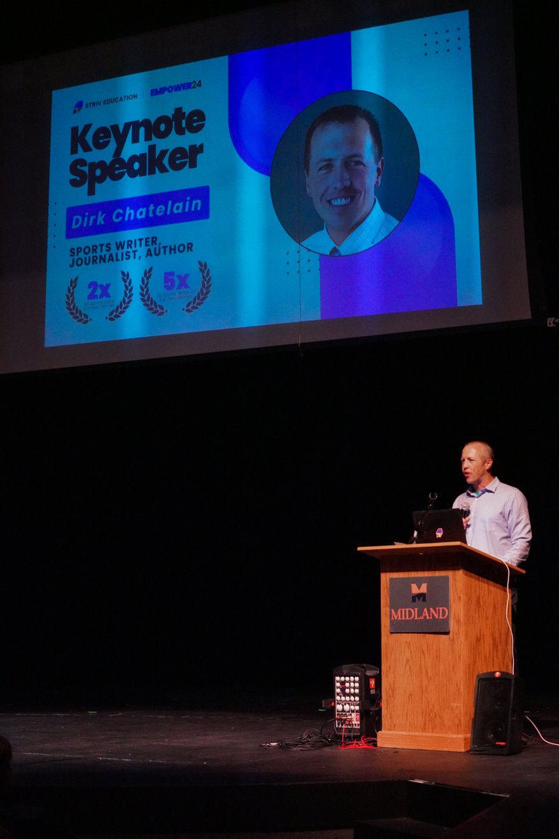 Striv_Education's tweet photo. Kicking off #EMPOWER24 with our Keynote Speaker @dirkchatelain!
Incredible session about the power of storytelling & journalism and the impact it can have in your local community ✍️
#FallConference | #EMPOWER24 | @MidlandU https://t.co/jneDudNoA7