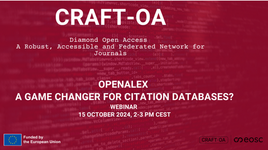 ODC_UB's tweet image. 📢#AgendaCienciaOberta
@craftoa_project organitza el webinar: OpenAlex – a game changer for citation databases? Recordem que #OpenAlex es presenta com una alternativa oberta tant en recerca científica com en bibliometria aplicada.
🗓️15 Octubre
🕑14-15h 
🔗ja.cat/7a7o8