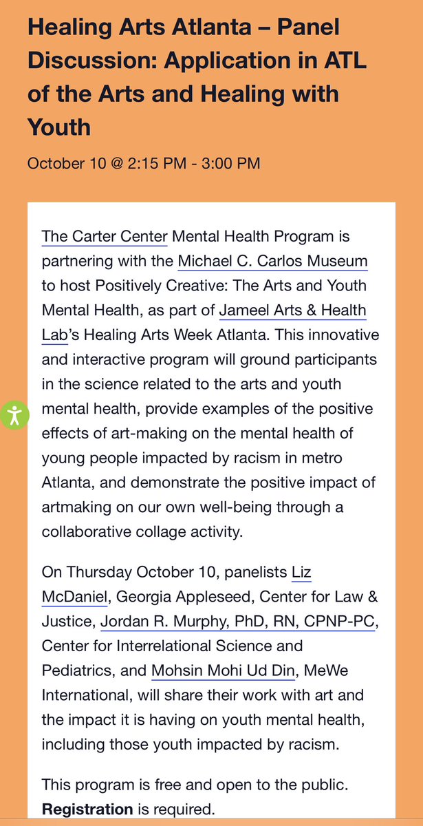 mohsindin's tweet image. #ATL: TODAY #worldmentalhealthday join me &amp;amp; @MeWeIntl with @CarterCenter  for an interactive talk on arts for #mentalhealth! Location: @carlosmuseum @EmoryUniversity 2PM EST!