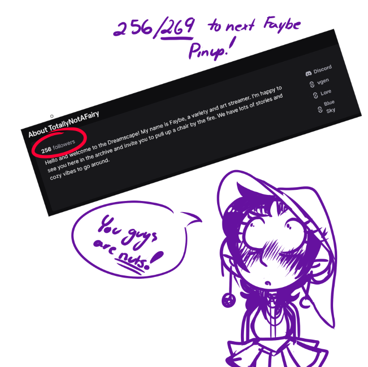 Hello Dreamers! I can't believe we are almost to our next full body pin up art! I feel like I just posted the last one and I am so thrilled!  If your interested in helping you can follow me on twitch.tv/totallynotafai… #Vtuber #vtubersupportbeam