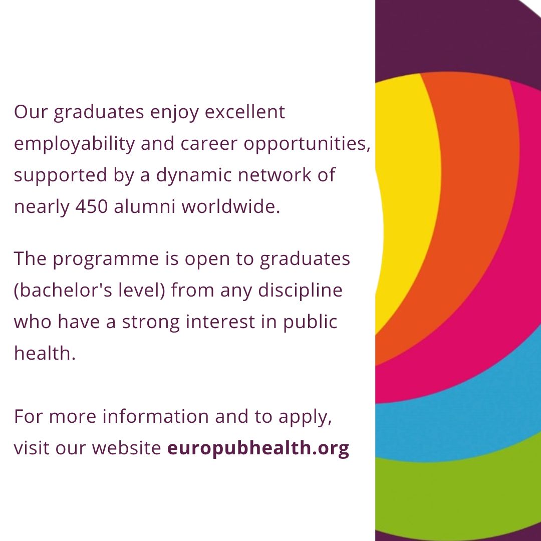 📢Exciting news!

🆕Europubhealth+ has been awarded renewed funding from Erasmus+, allowing us to offer full scholarships to exceptional students.

🎓Join our prestigious programme and gain interdisciplinary skills to tackle global health challenges.

ℹ️ europubhealth.org