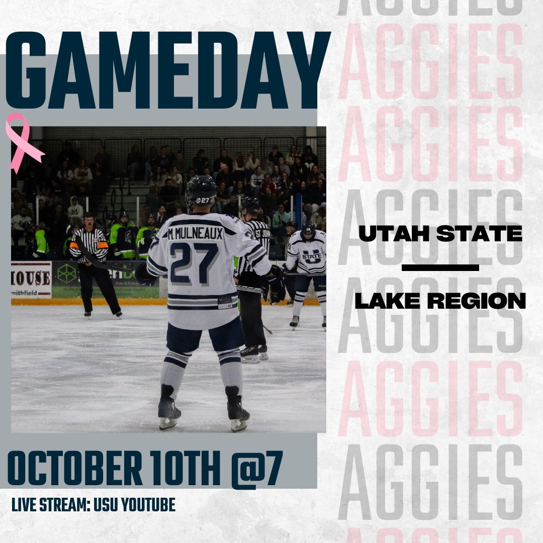 It's gameday!! The Aggies are playing Lake Region today and Saturday, come support and WEAR PINK! Tickets can be bought through the link in our bio or at the door! Go Aggies!!!
#ustate #goaggies #usu #acha #collegehockey
