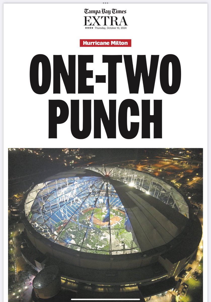 We are live with an extra edition of the ⁦<a href="/TB_Times/">Tampa Bay Times</a>⁩ e-Newspaper… #Milton (partial front page)