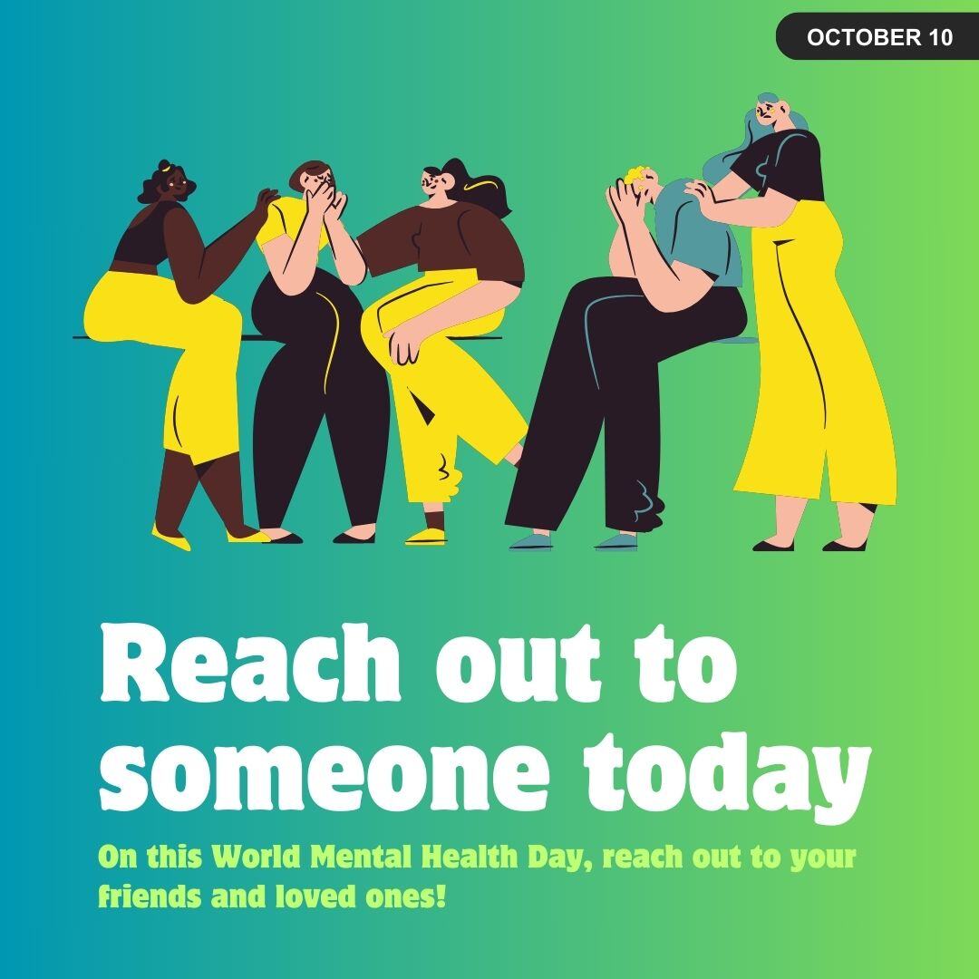 🌍 World Mental Health Day 🌍

Today and every day, let's prioritize mental health and well-being. 

Together, we can create a world where mental health is recognized, understood, and supported. 

#WorldMentalHealthDay #MentalHealthMatters #EndTheStigma #SelfCare