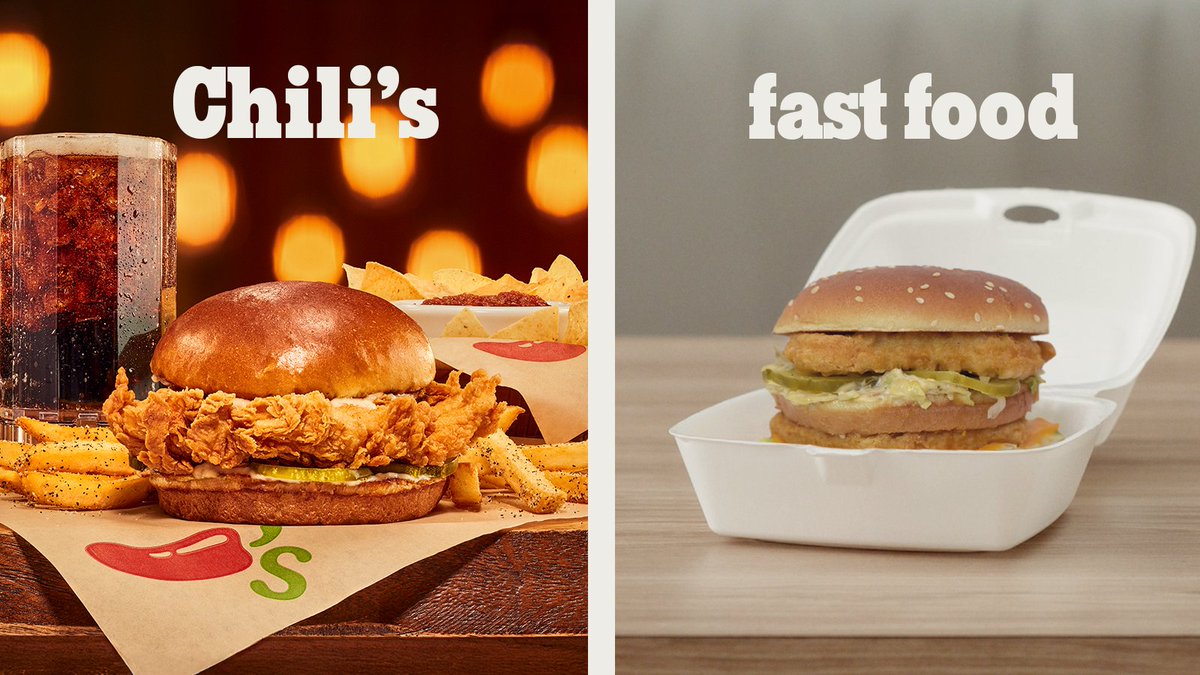 it's giving McSpensive

Chili's is the only place you can get a Crispy Chicken Sandwich with fries, bottomless chips and salsa, and drink for $10.99. Quote this with #Chilis3ForMe, tell us why Chili's is better than fast food, and 1,099 of you will get a 3 For Me on us. 

rules