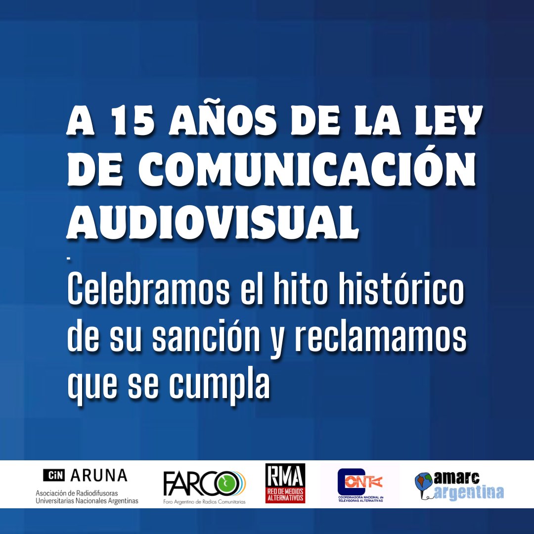 📺🎙️ Celebramos los 15 años de la Ley y reclamamos que se cumpla

La Ley de Comunicación Audiovisual es un hito histórico para la democracia, que por primera vez puso en debate público quiénes son los dueños de los medios de comunicación y para quiénes juegan.