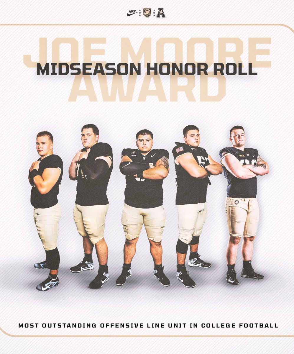 ArmyWP_Football's tweet image. Recognition for the group leading the way for the nation's top rushing attack.

→ goarmywestpoint.com/news/2024/10/1…