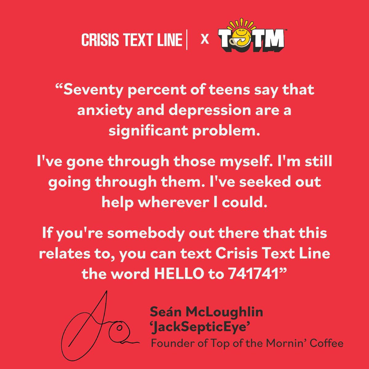 For World Mental Health Day, we’ve brewed up something special with <a href="/CrisisTextLine/">Crisis Text Line</a> —Spread Sunshine Coffee! ☕🌞

15% of proceeds from every bag will go straight to Crisis Text Line, offering free, confidential support to anyone in need. Together, we can spread a little sunshine