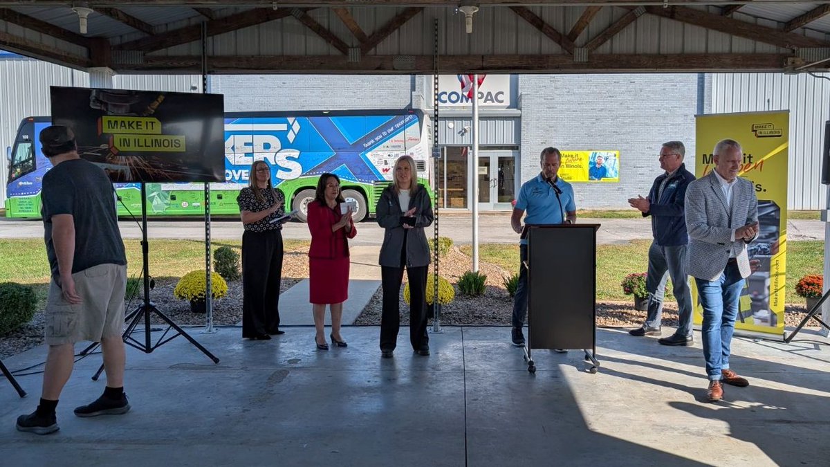 IMA_Today's tweet image. We’re at Com-Pac International in Carbondale for the 2nd stop of the day on our “Makers on the Move” tour celebrating @MfgDay and Manufacturing Month in Illinois - and @IllinoisDCEO campaign launch of #MakeItInIllinois! #MFGDay24 #MakersOnTheMove @IMECillinois @makeitinIL