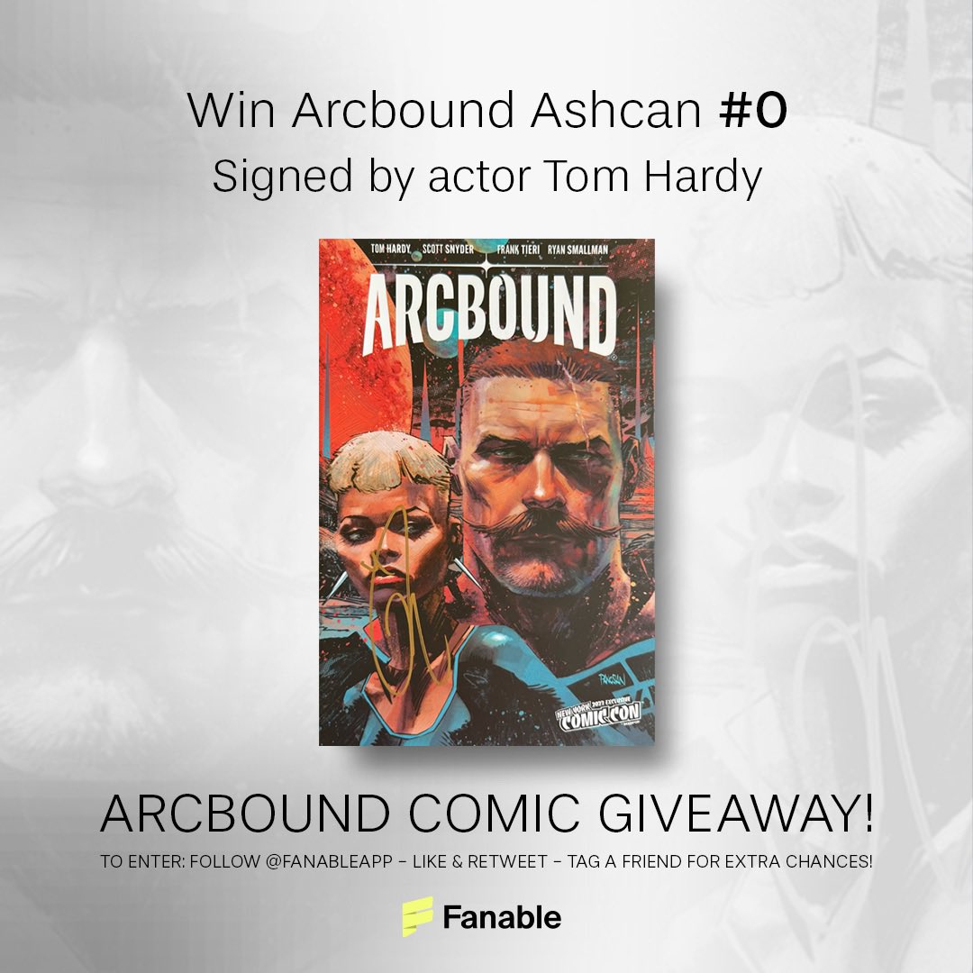 FanableApp's tweet photo. 👨‍🚀 Signed Comic Giveaway 👨‍🚀

We are giving away a SIGNED copy of Arcbound #0 by actor Tom Hardy

To Enter: 

1)  Like &amp; Retweet 
2) Follow @FanableApp &amp; @Arcbound 

Tag a friend for extra chances!

Look for Arcbound #1 at your local comic shop in November. https://t.co/kG4qTtYOHQ