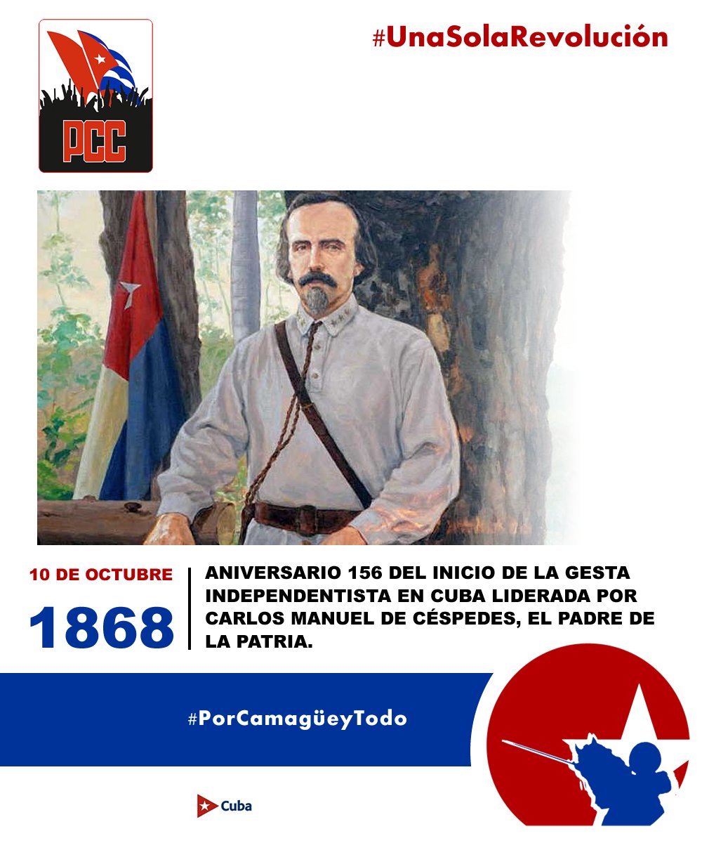 Este 10 de octubre, aniversario 156 del inicio de la gesta independentista en #Cuba, los hijos e hijas de esta isla rebelde persistimos en el ideal libertario ante un nuevo imperio que apuesta por destruirnos. Pero esta es y seguirá siendo #UnaSolaRevolución, mambisa por siempre.