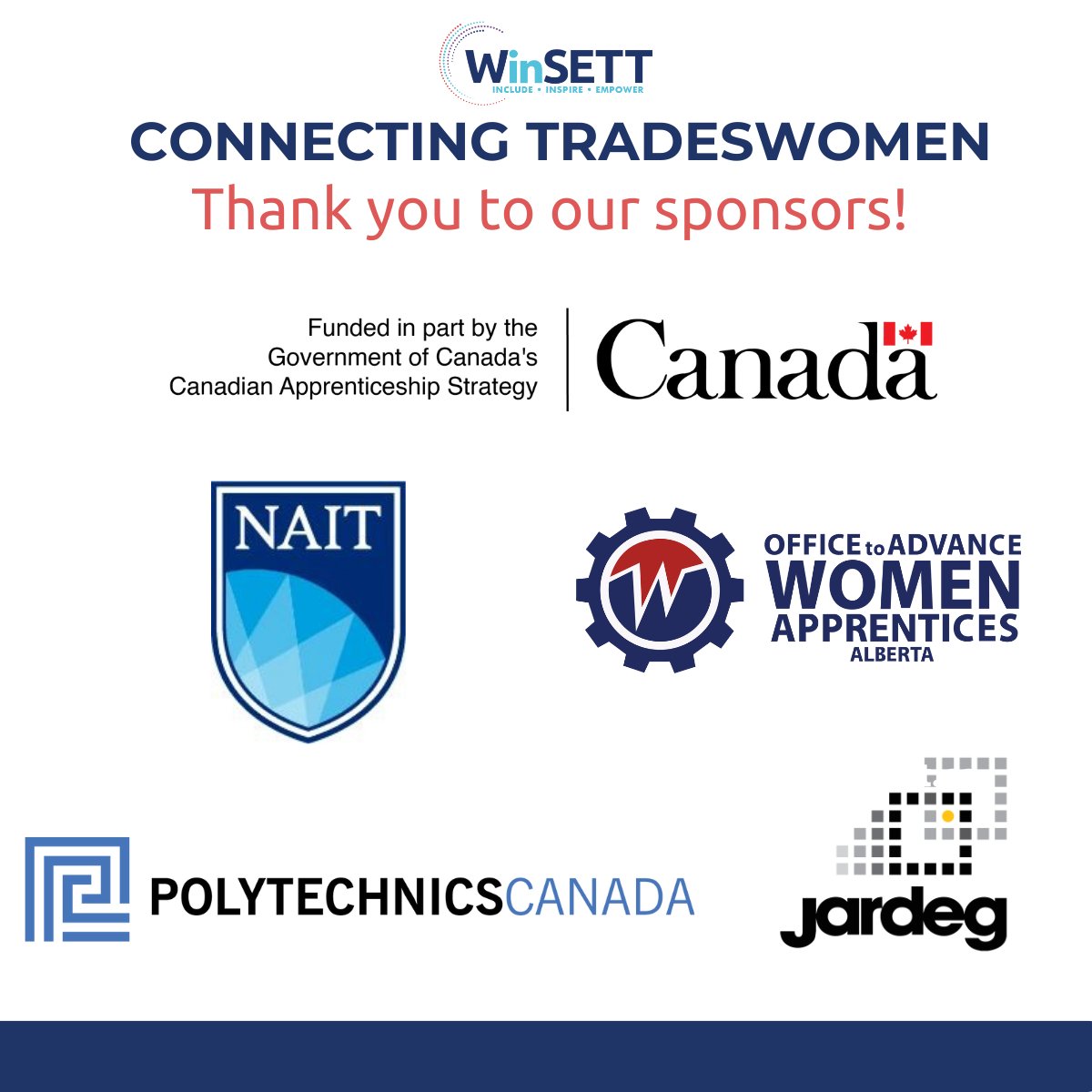 Our Connecting Tradeswomen Edmonton event on October 3 was a huge success! Registration is open for the Saturday November 30 event in Burnaby, register here:
winsett.ca/courses/connec… #polycan #NAIT