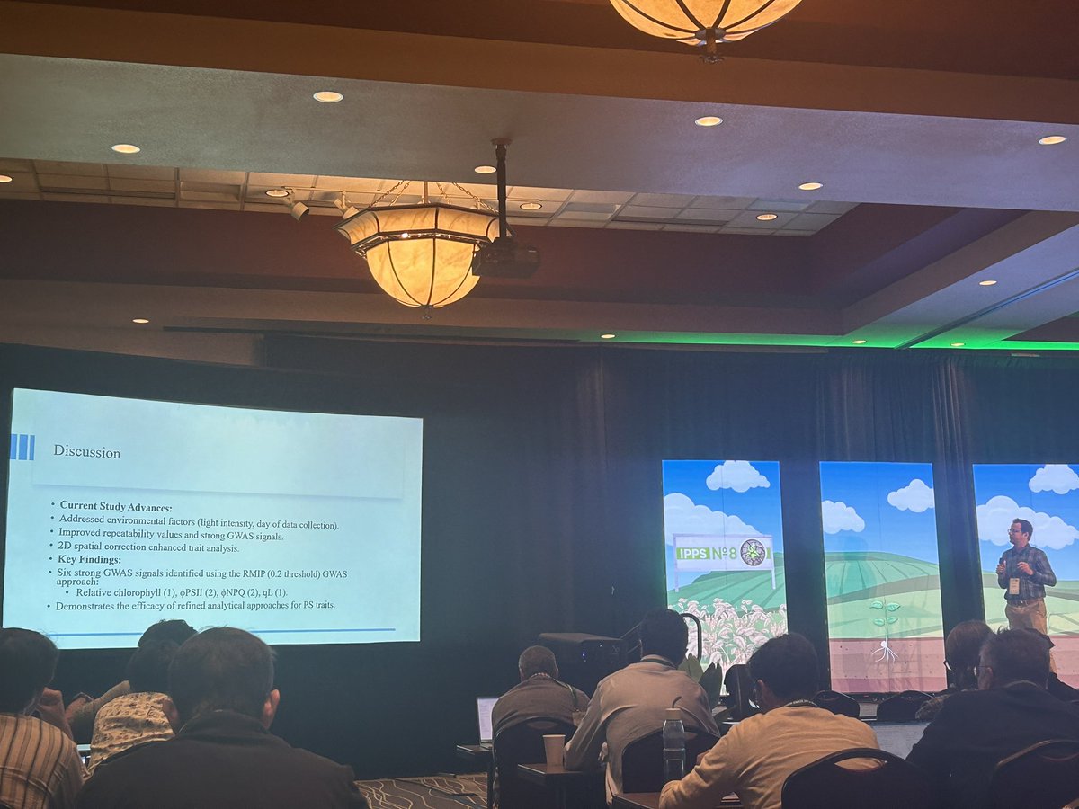 JensinaDavis's tweet photo. @WaqarAli325 presenting at #IPPS8 on analytical approaches for expanding our knowledge on the genetic control of 14 photosynthetic traits in the field setting! https://t.co/FotZwiq6sf