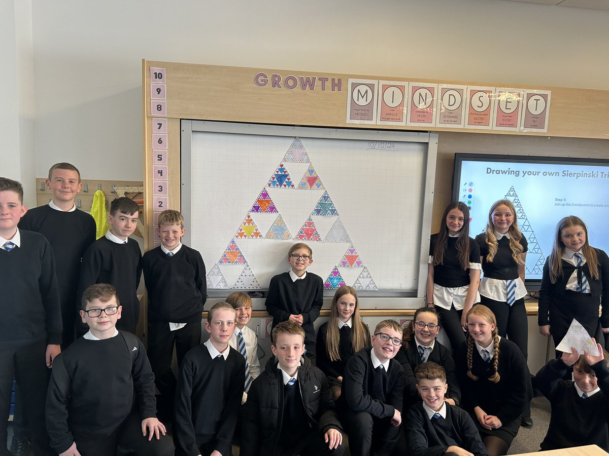 To finish off our 50th celebrations, pupils drew and coloured their very own Sierpinski triangle! 🤯🤩<a href="/theparkmains/">Park Mains High</a>
