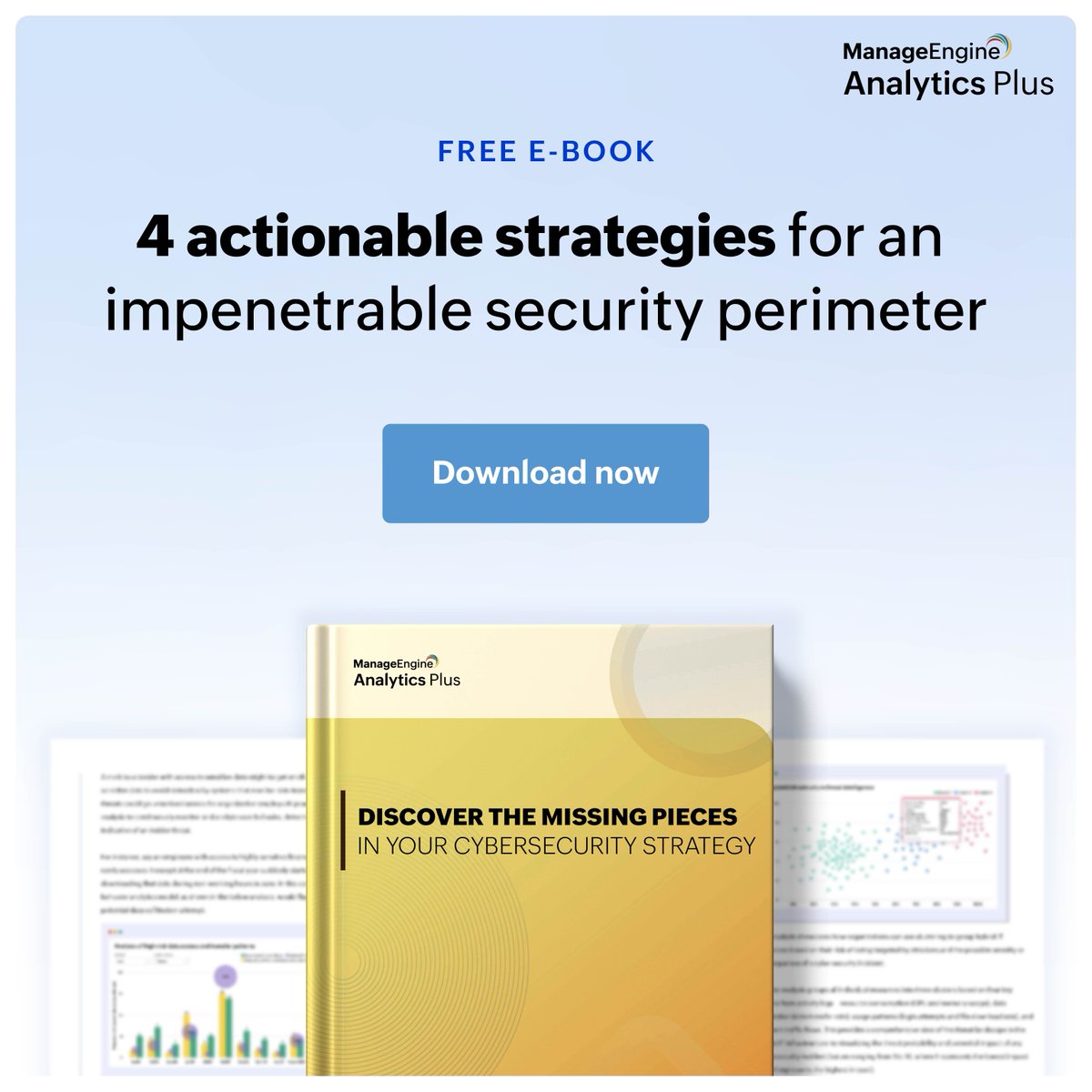 manageengine's tweet image. Stay one step ahead of attackers and fortify your cyberdefenses with AI-powered analytics. 

Grab your blueprint to an impenetrable cyber resilience strategy today! 

Check out: zurl.co/vVHy
 
#ITsecurity #cybersecurity #ITanalytics