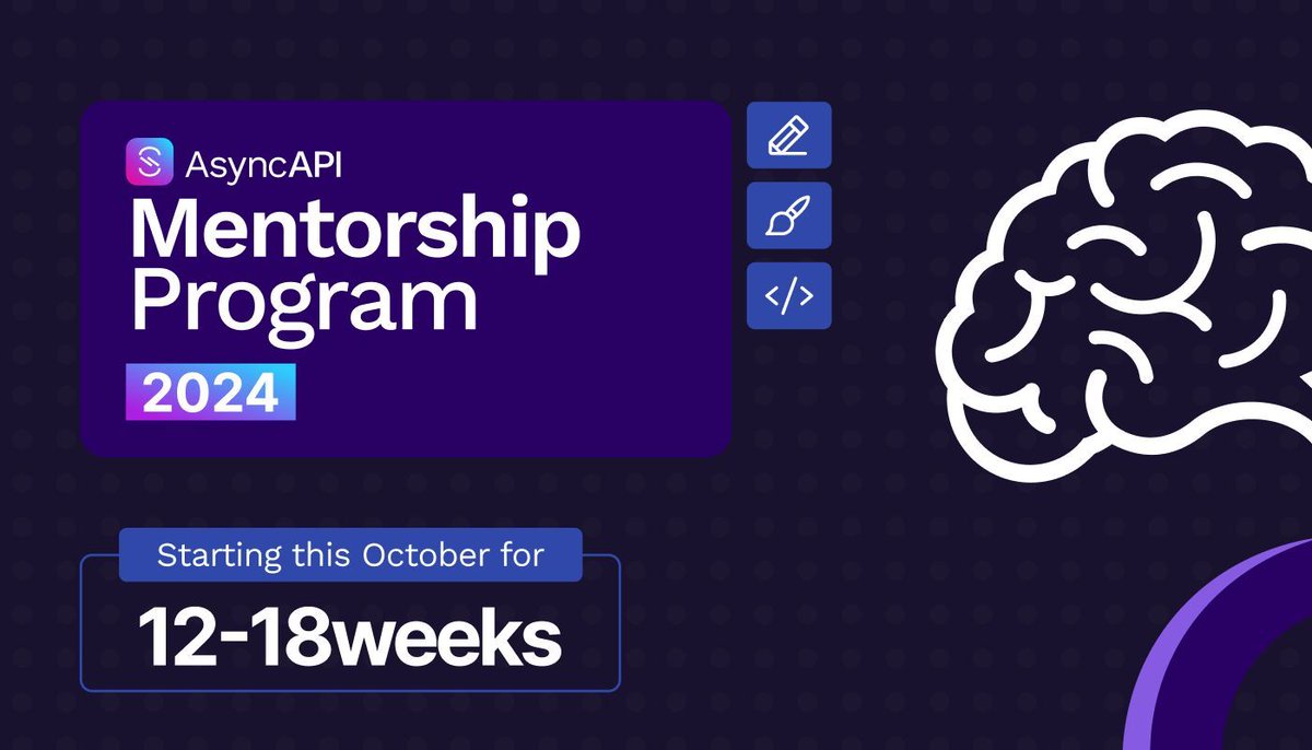 The AsyncAPI Mentorship Program is BACK and bigger than ever! Are you a developer, designer, or tech writer looking to do more with open source? We’re focusing on pathways to help contributors become maintainers. 💪 

Proposal Deadline: 20th October
Link: buff.ly/3XYQ2lG