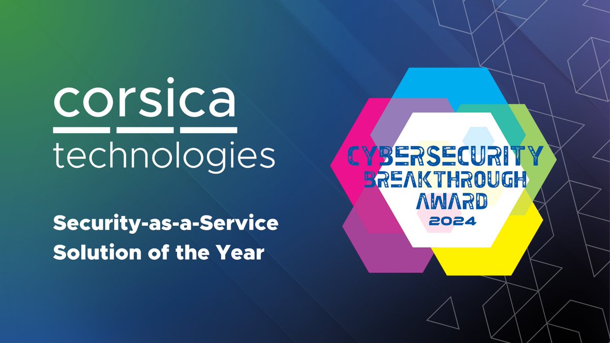 corsicatech's tweet photo. @InfoSec_Awards has awarded us Security-as-a-Service Solution of the Year in the 8th CyberSecurity Breakthrough Awards!
Learn more about our awards on our site. π https://t.co/7MPPyjm2nG
#CyberSecurityBreakthrough #CyberSecurityBreakthroughAwards #TechBreakthrough https://t.co/keeyE1itAT